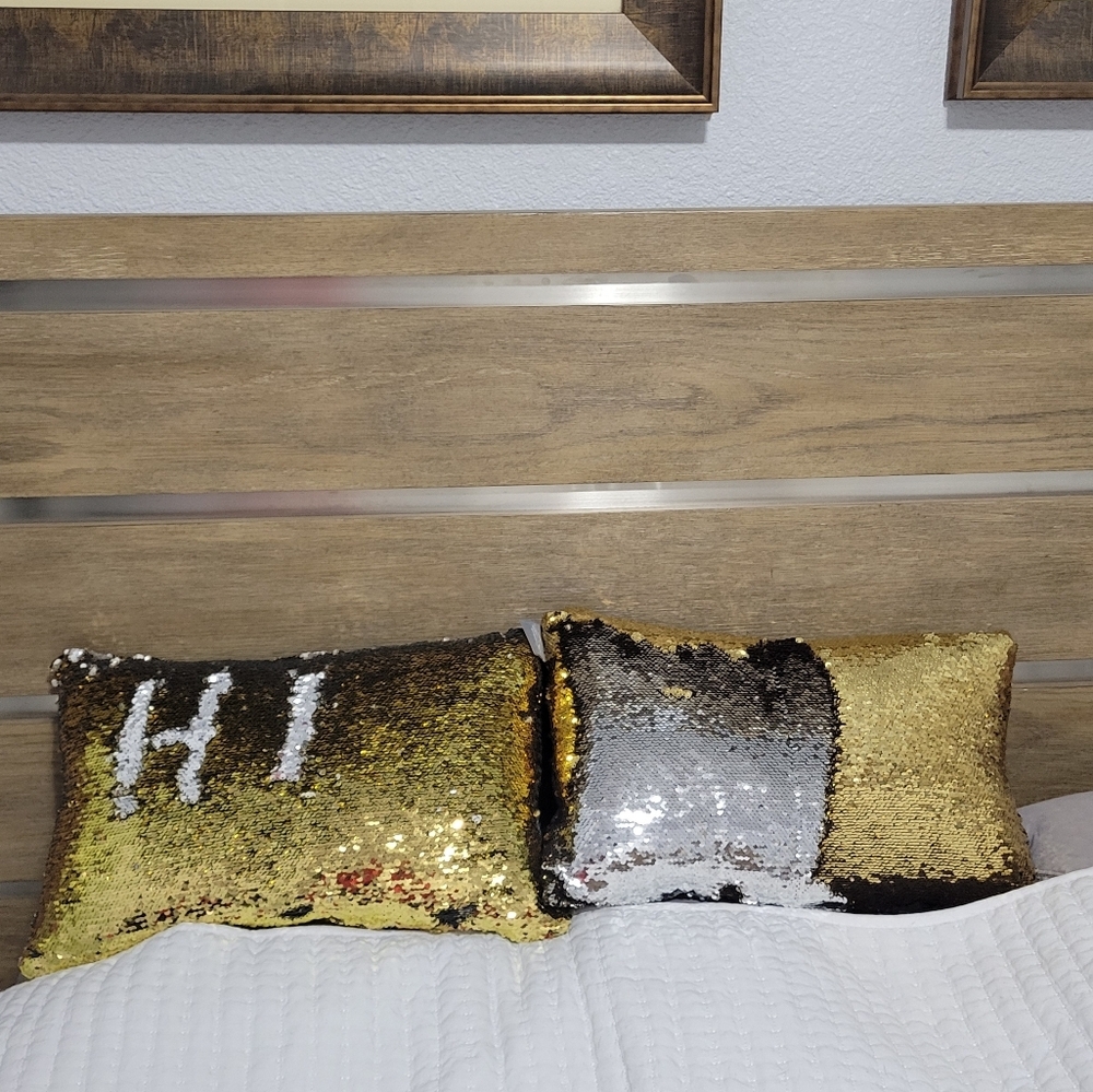 Aviva Stanoff Set of 2 rectangular throw pillows 12" x 20" NEW Silk/Sequin